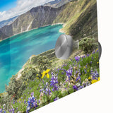 Large abstract wall art featuring a vibrant South American landscape on acrylic glass, ideal for dining room ambiance.