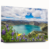 Large abstract wall art of South American scenery in vibrant colors on acrylic glass.