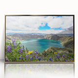 Framed acrylic print of a mid-century modernist South American landscape in earthy tones, ideal for modern art wall decor.