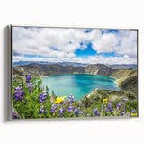 Framed canvas of a vintage-style landscape art painting depicting Ecuador's scenery.