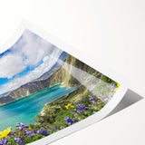 Extra large wall art featuring line art flowers in muted earth tones on a rolled canvas, ideal for large living room decor.