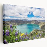 Landscape painting of Ecuadorian scenery on stretched canvas, featuring earthy green and brown tones.