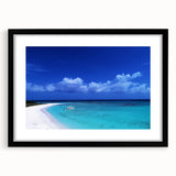 Extra large abstract art print featuring a vibrant, textured depiction of a South American scenery, framed in black.
