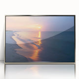 Mid-century modernist art depicting an abstract Alabama landscape in cool blue tones on a framed acrylic print.