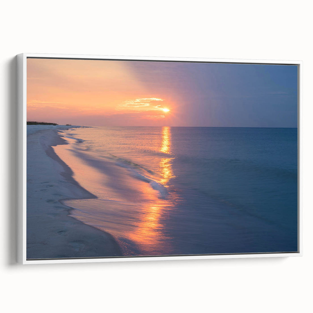 Vintage poster art of Alabama scenery in colorful hues on a framed canvas, ideal for living room decor.