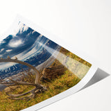 Extra large wall art featuring line art flowers with muted earth tones on a rolled print, ideal for large living room decor.