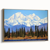 Framed canvas depicting a vintage-style Alaskan landscape in muted gold and black tones, ideal for bedroom wall decor.