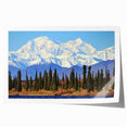 Scenic Alaska landscape on rolled canvas, featuring vibrant green tones.