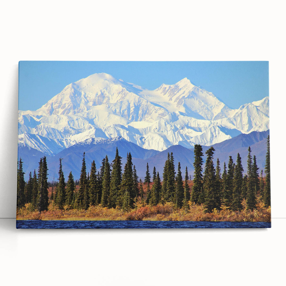 Black and white stretched canvas of Alaskan scenery, ideal for kitchen wall art or bedroom ambiance.