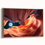 Framed canvas of Antelope Canyon in Arizona with golden hues, ideal for bedroom wall art.