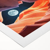 Art deco poster of Antelope Canyon in muted orange and brown tones on rolled canvas, suitable for dining room decor.