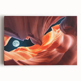 Black and white photograph of Antelope Canyon on stretched canvas, suitable as large kitchen art.