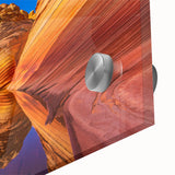 Large abstract wall art depicting Arizona's Coyote Buttes in muted earth tones on acrylic glass.