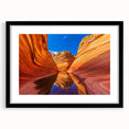 Extra large framed abstract print of Arizona's Coyote Buttes in vibrant, textured colors, ideal for living room decor.