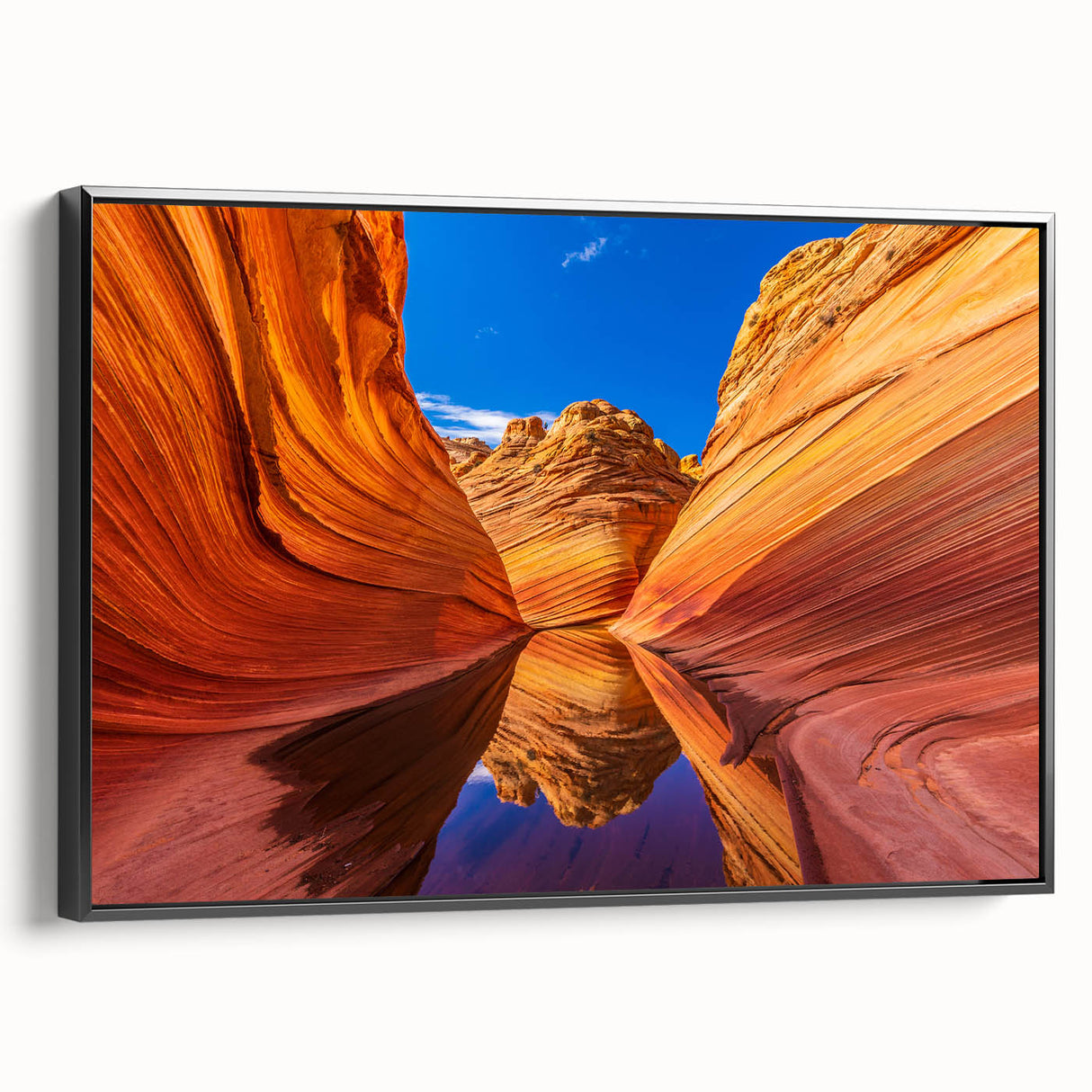 Black and white framed canvas of Coyote Buttes in Arizona, ideal for bedroom landscape art.