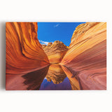 Black and white photograph of Arizona's Coyote Buttes on stretched canvas, ideal for kitchen wall art.