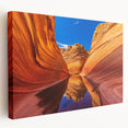 Large art depicting the Coyote Buttes in Arizona on stretched canvas, featuring earthy red and orange tones.