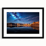 Extra large framed abstract art print of Lake Powell with colorful, textured design, ideal for living room decor.