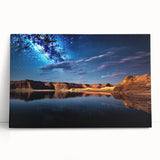 Black and white photograph of Lake Powell on stretched canvas, ideal for kitchen wall art or bedroom ambiance.