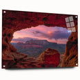 Acrylic print of Sedona, Arizona scenery in vibrant red and orange tones, suitable for bedroom or dining room decor.