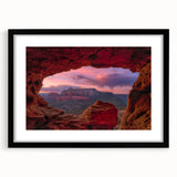 Extra large, textured abstract art print of Sedona landscape in vibrant colors on a framed canvas.