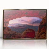 Framed acrylic print of Sedona, Arizona landscape in mid-century modernist style with muted earth tones.
