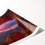 Extra large wall art featuring line art flowers on a rolled print, set against a Sedona, Arizona scenery.