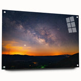 Large abstract wall art depicting Arkansas scenery in vibrant green and blue tones on acrylic glass.