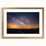 Extra large abstract art print of a textured Arkansas landscape in gold frame, ideal for living room decor.