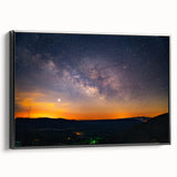 Black and white wall art featuring a vintage landscape of Arkansas on a framed canvas, ideal for bedroom decor.