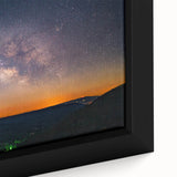 Extra large framed canvas of a textured Arkansas scenery in black with colorful accents, ideal for living room decor.