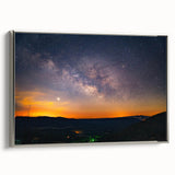 Landscape art painting of an Arkansas scenery on a framed canvas, featuring muted earth tones and a vintage poster style.