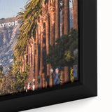 Extra large framed canvas depicting a textured, colorful Beverly Hills scenery in black with vibrant accents.