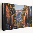 Side view of a stretched canvas featuring a muted color depiction of Beverly Hills scenery, suitable for kitchen wall art.