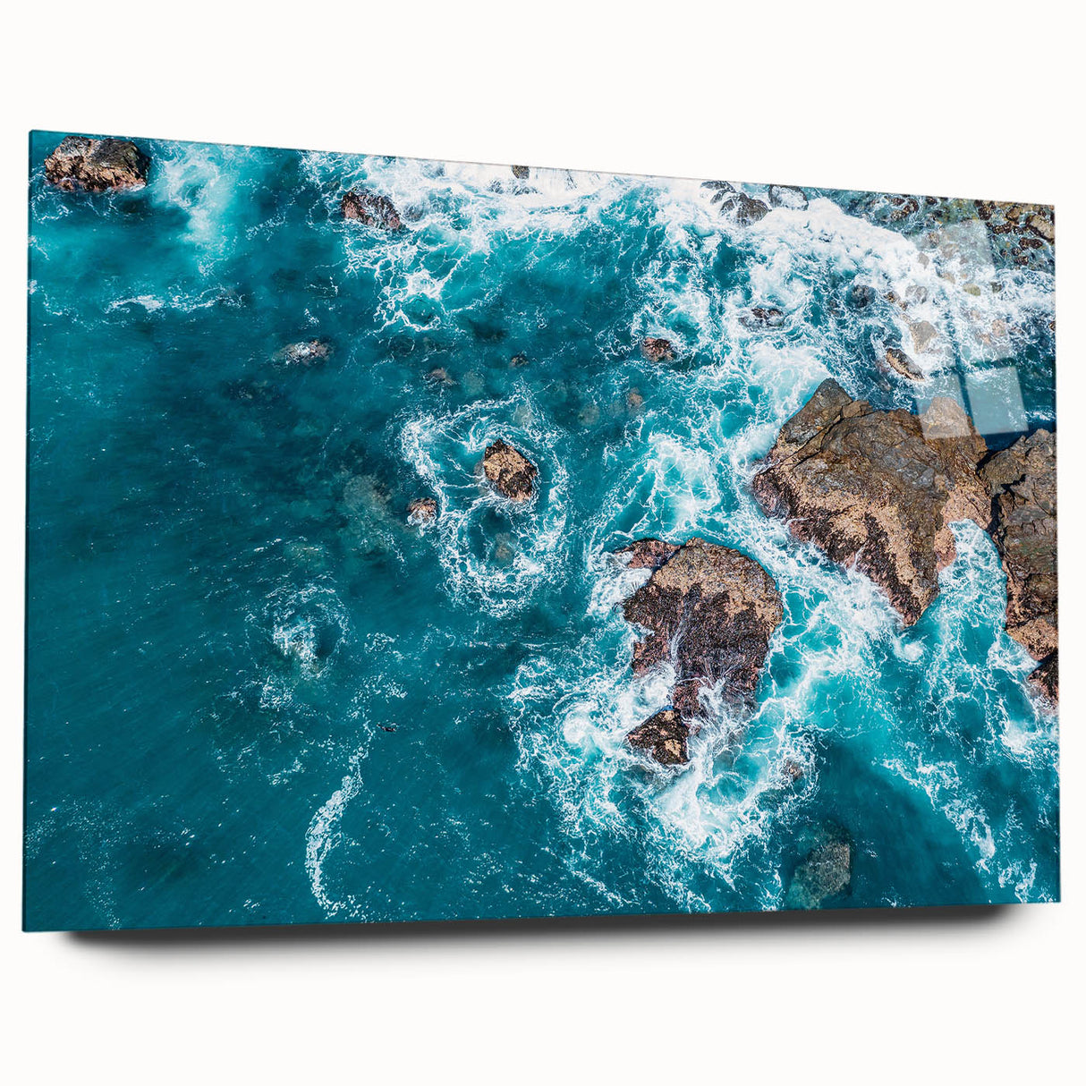 Acrylic print of Big Sur landscape in subdued earth tones, ideal for bedroom or dining room decor.