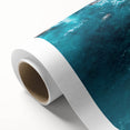 Art Deco style poster of California's Big Sur on rolled canvas, featuring cool blues and greens.