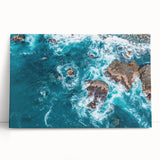 Black and white large art print of Big Sur coastline on stretched canvas, ideal for kitchen wall art or bedroom ambiance.