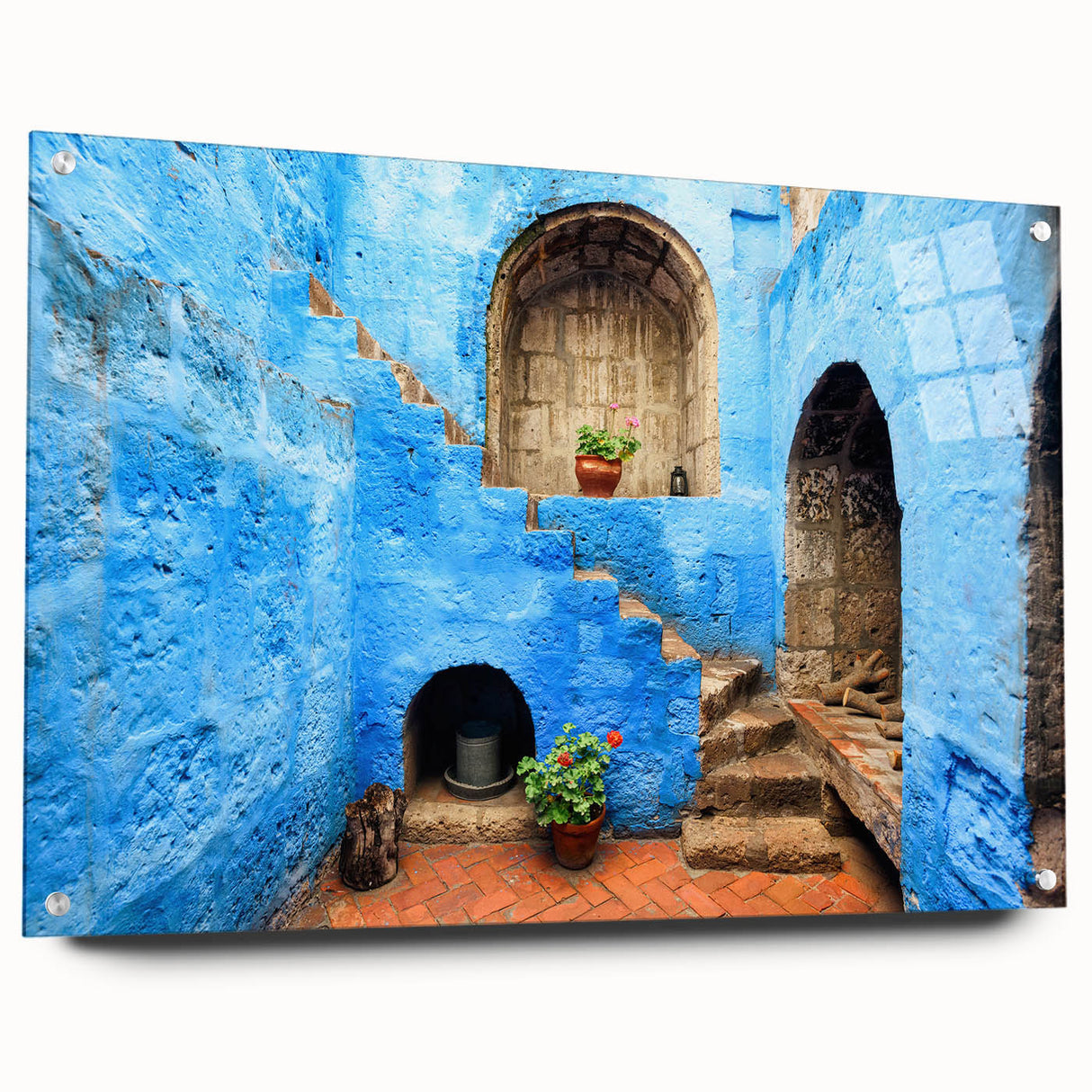 Acrylic print of a Catalina, California scenery in muted earth tones, ideal for dining room decor.