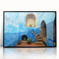 Large abstract wall art featuring a stylized California Catalina scene in muted earth tones on a framed acrylic print.