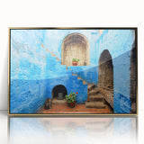 Mid-century modernist acrylic print of California's Catalina scenery in gold frame, suitable for modern art wall decor.