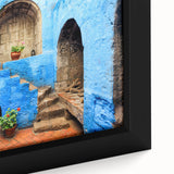 Extra large black wall art featuring a textured depiction of Catalina, California in colorful hues on framed canvas.