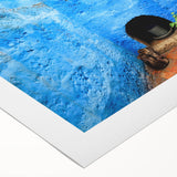 Art deco poster of Catalina, California with vibrant blue and white tones on rolled canvas.