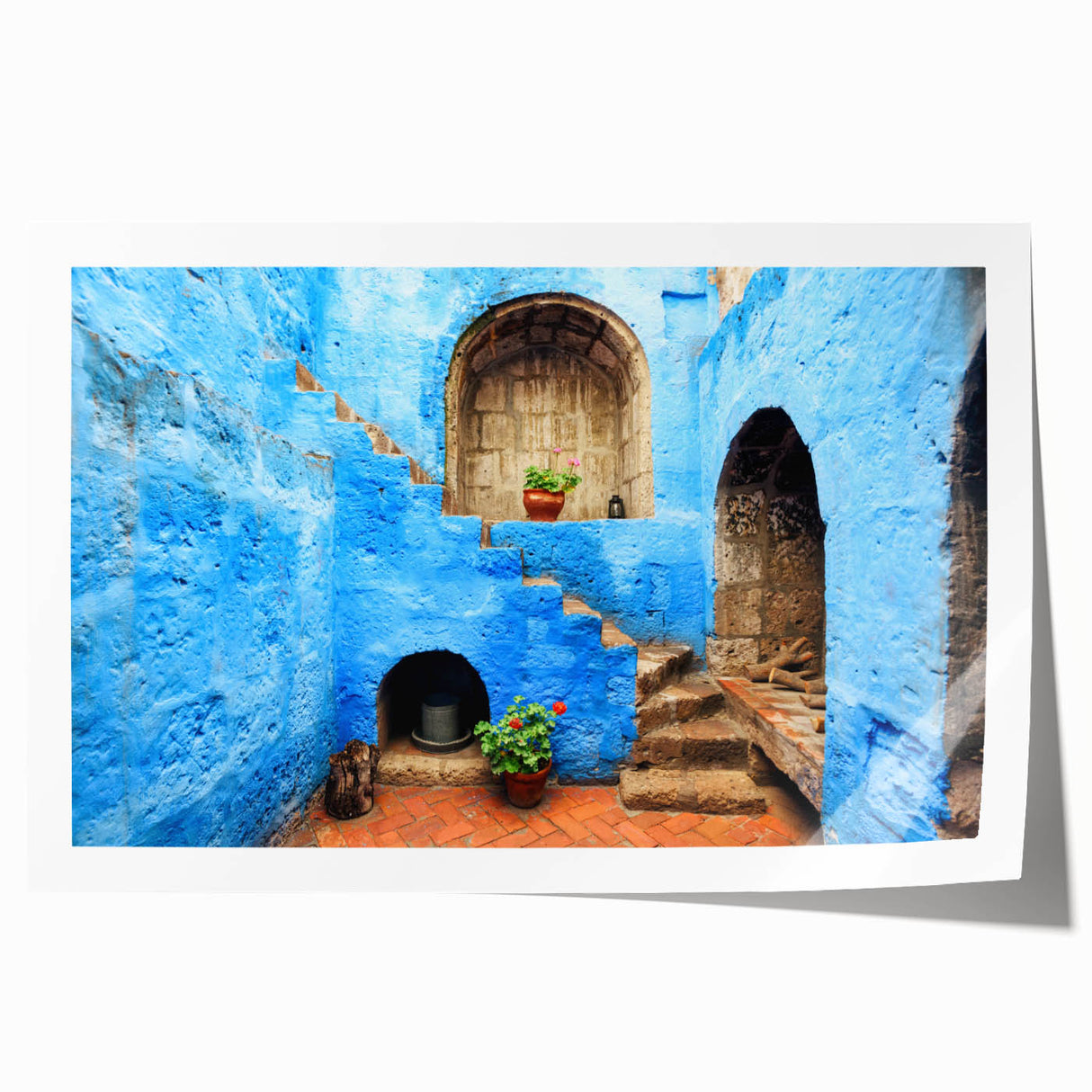 Extra large rolled print of Catalina, California scenery with vibrant floral elements, ideal for art wall dining room.