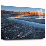 Large abstract acrylic print of Death Valley in muted earth tones, ideal for bedroom or dining room art.