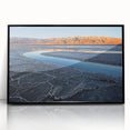 Large abstract wall art depicting Death Valley in muted earth tones, framed in black acrylic.