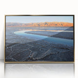 Large art print of Death Valley in muted earth tones on a framed acrylic, ideal for modern art wall decor.
