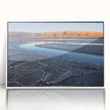 Acrylic print of Death Valley with muted earth tones in an art deco style, ideal for modern art wall decor.