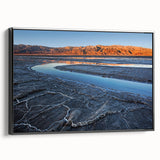 Black and white landscape art painting of Death Valley on framed canvas, suitable for bedroom decor.