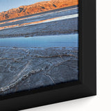 Extra large framed canvas of Death Valley with textured black and colorful art, ideal for living room decor.