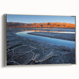 Landscape art painting of Death Valley in muted earth tones on a framed canvas, ideal for office decor.